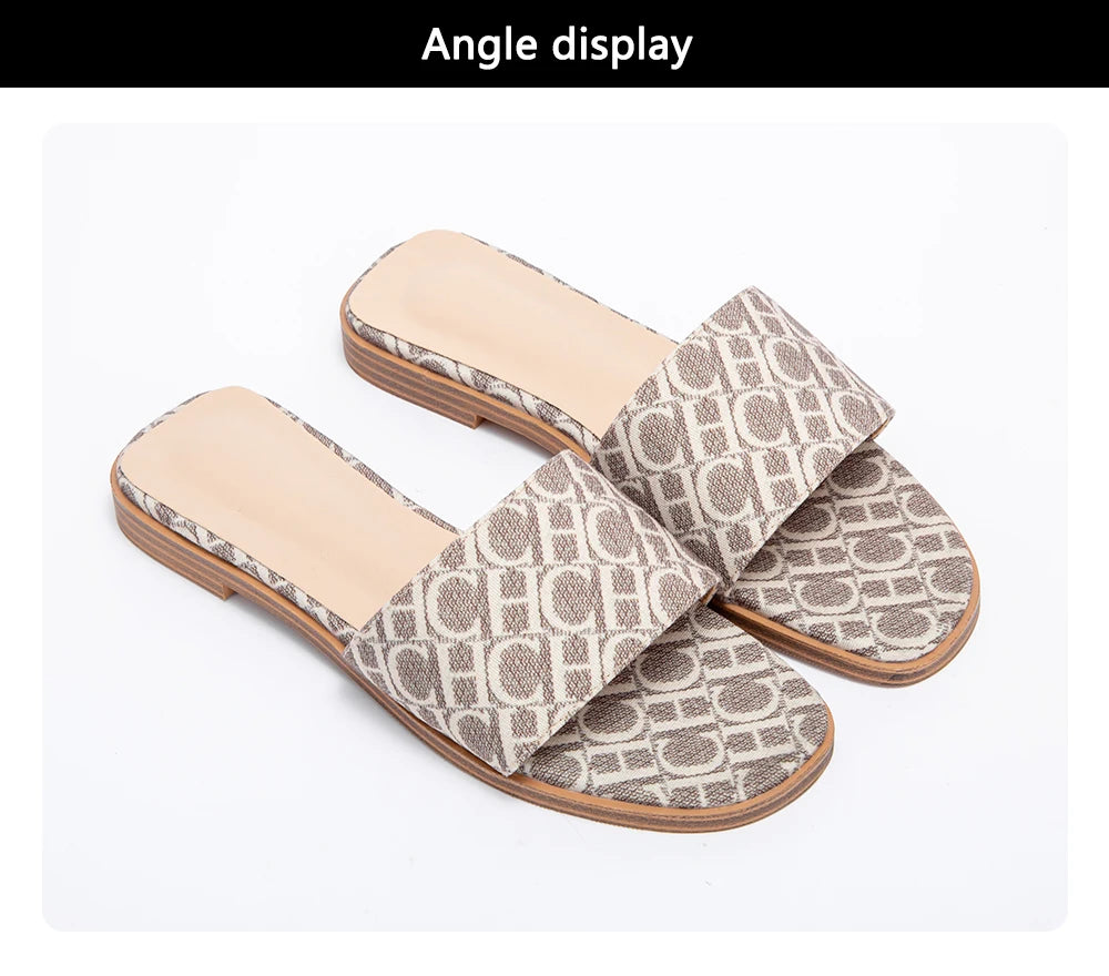 Classic Simple Design Comfortable Anti-slip Sole Printed Slippers Seasonal Fashion Women's Sandals