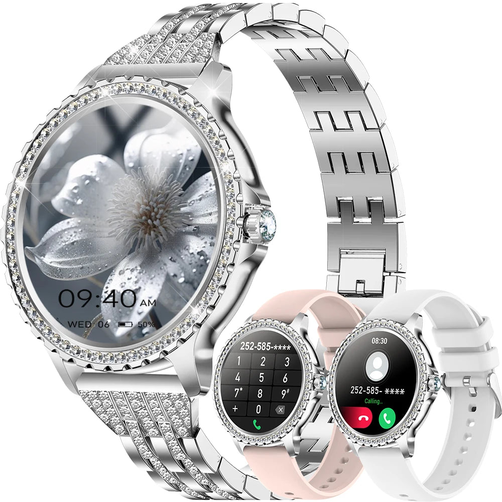 Smart Watch, women 1.32" Touchscreen Fitness Tracker, Wireless Calls, Music Time Display, Step Count