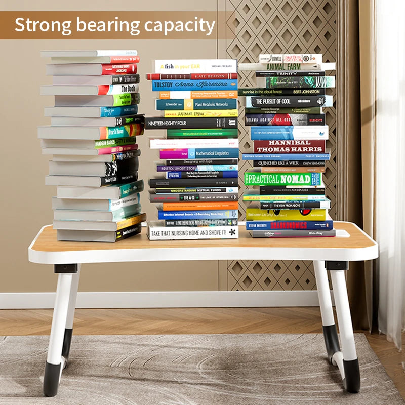 Portable Laptop Desk with USB Light, Small Fan, Cup Holder, laptop Slot, lifting Handle - Foldable