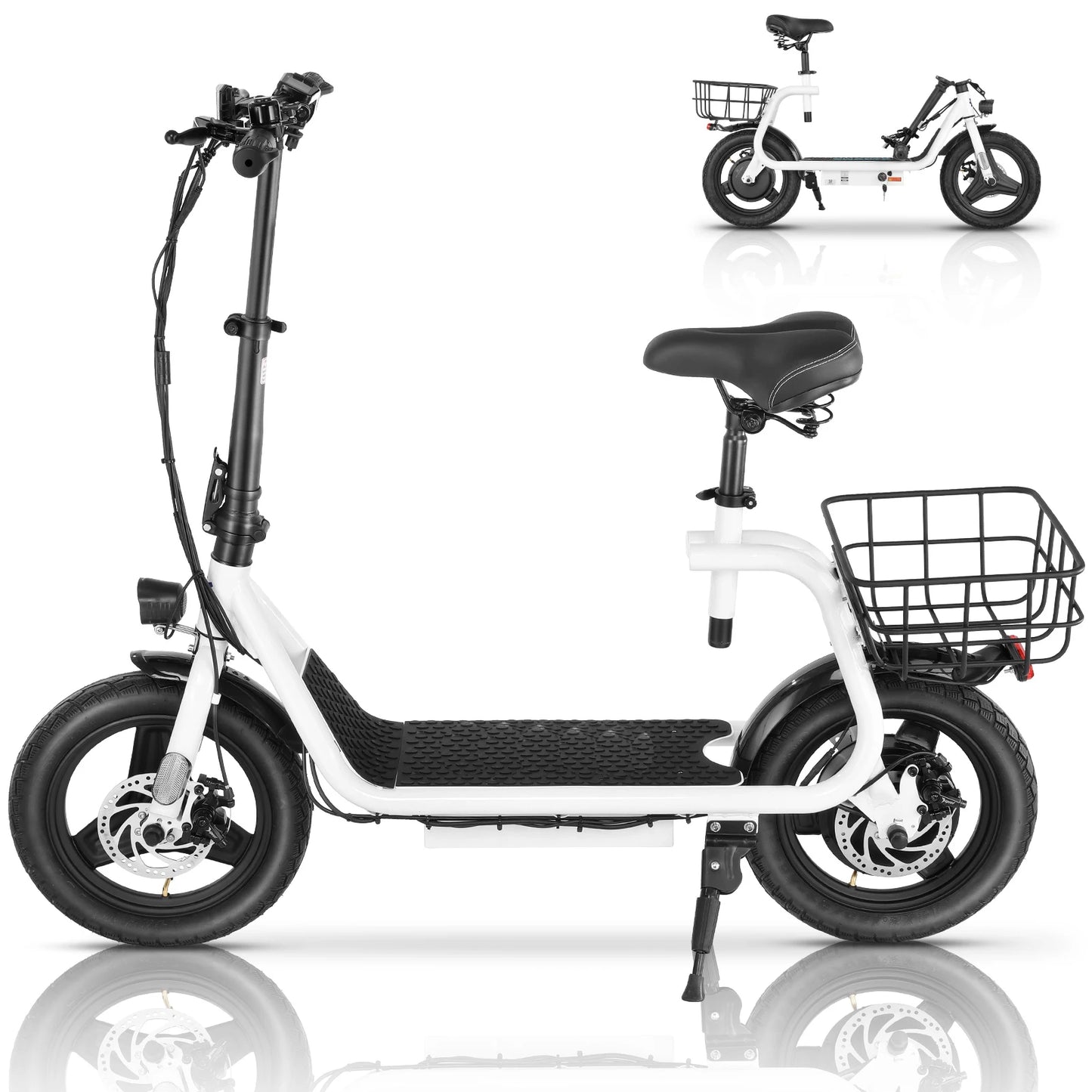 560W Electric Scooter with Seat 14" Tire, 30 Miles,20MPH Max Speed, Foldable Electric, Adults 300 LBS