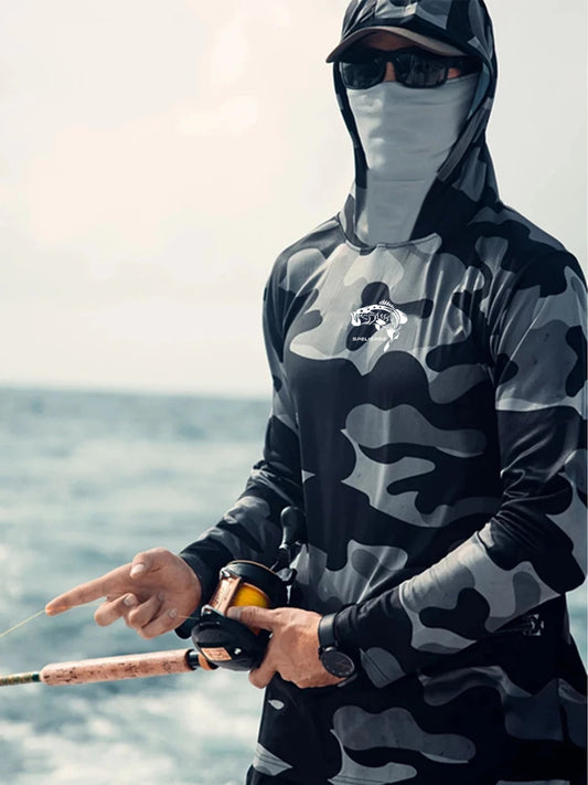Fishing Hoodie Sailing Shirt Men Long Sleeve Sun Protection Hunting  Fish Gear Beach Tops