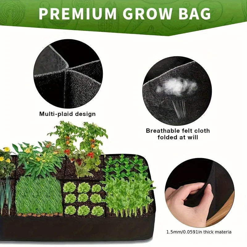 Garden Bed, 128 Gallon 8 Grids Plant Grow Bags, 3x6FT Breathable Planter Raised ,Vegetables Flowers