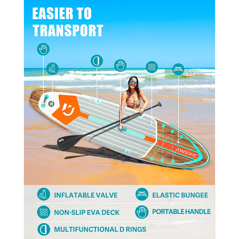 DIXERO Waterproof Inflatable Paddle Board 11''x33''x6''Adult Standing Style,Kayak Accessories SUP