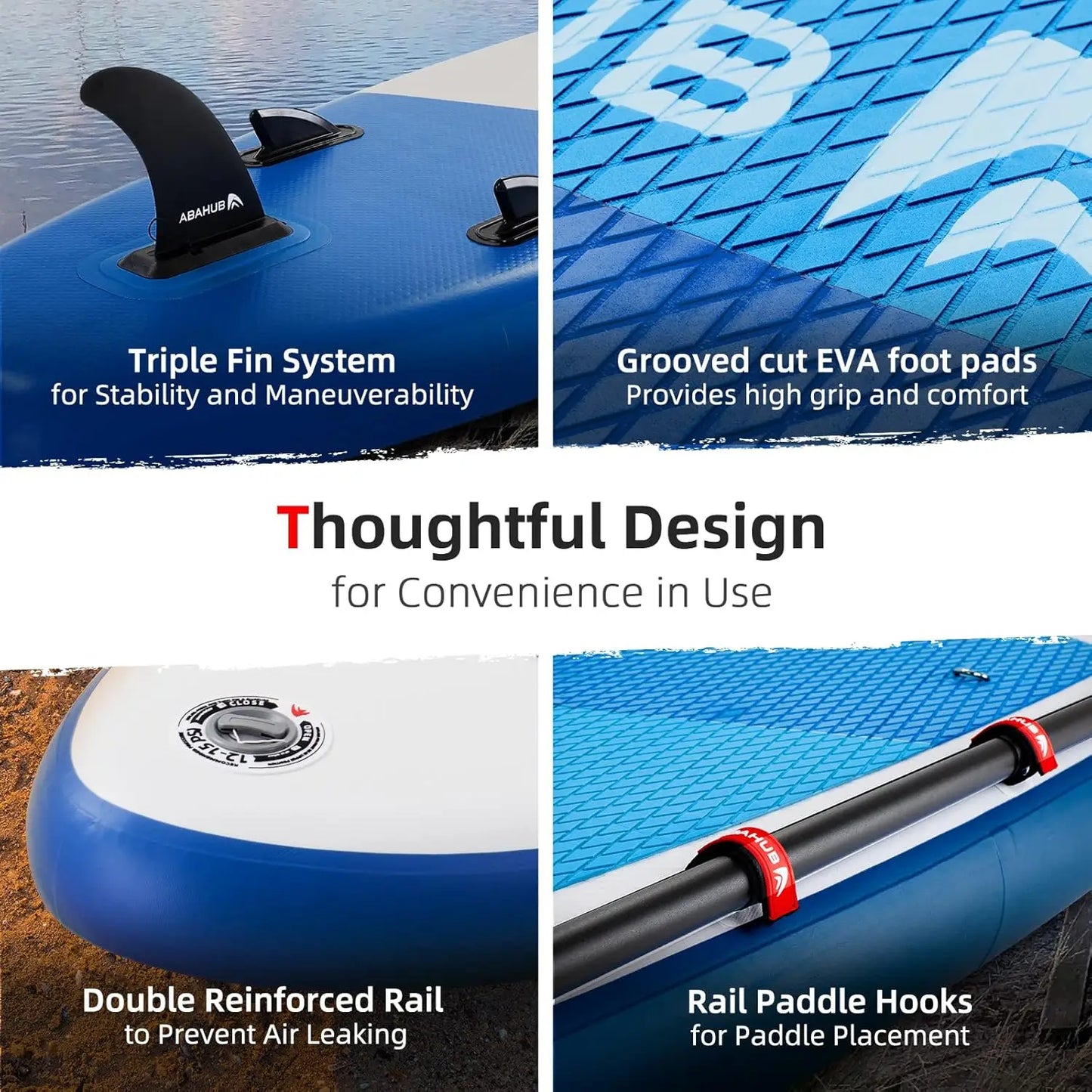 Inflatable SUP, Wide 10'6" x 31"/34" x 10'6" iSUP, Blue with Adjustable SUP  Paddle