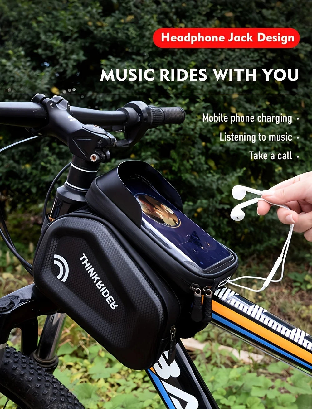 Bike Bag Frame Front Top Tube Cycling Bag Waterproof 7in Phone Case Touchscreen Bag MTB Pack