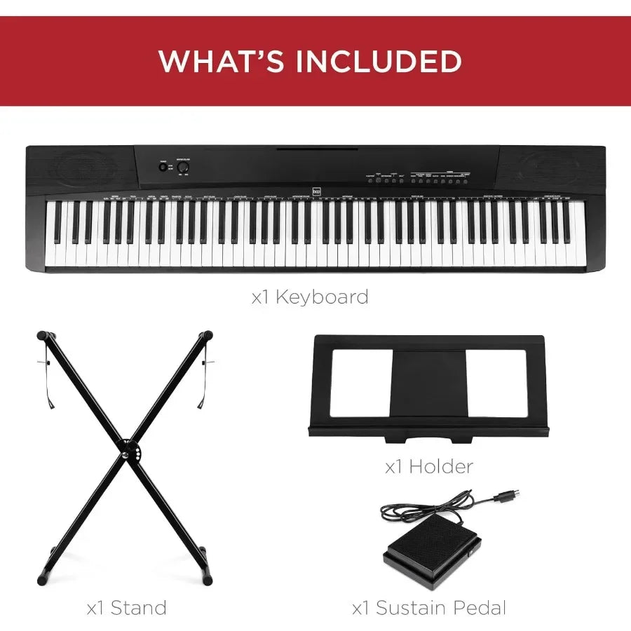 88Key Full Size Digital Piano Electronic Keyboard SemiWeighted Keys Sustain Pedal Speakers, 6 Voice