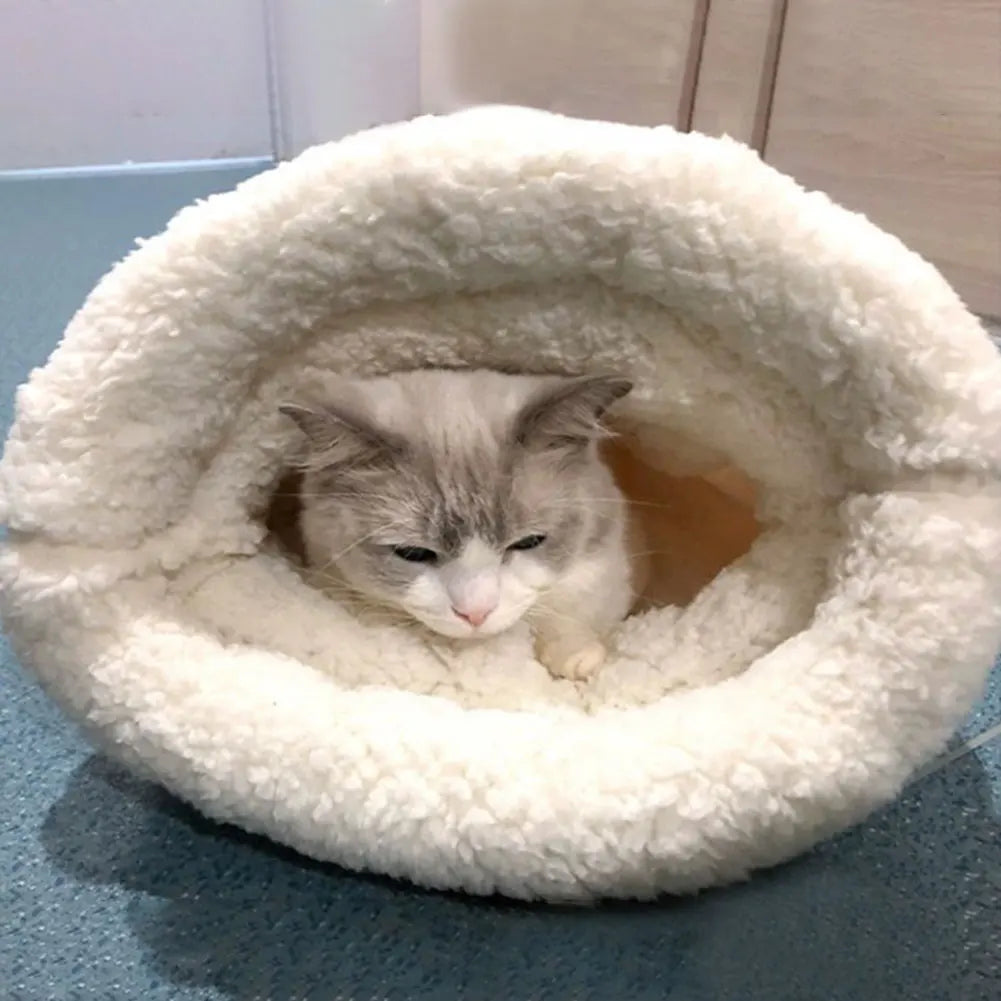 Cute Cartoon Cat Sleeping Bag Soft Plush Bed Funny TunnelNest WarmPuppy and Kitten