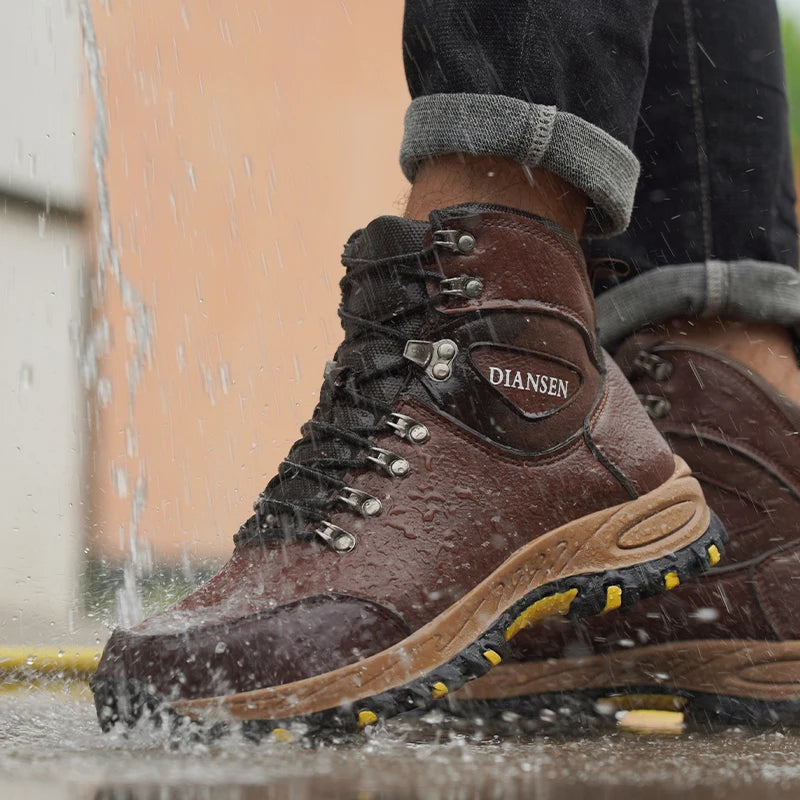 Waterproof Leather Indestructible Men Work Safety Boots Outdoor Anti-smash Anti-puncture Male