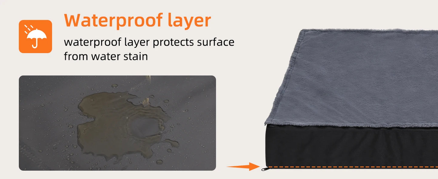 Large Orthopaedic Waterproof Cushion Pet Mattress 2 In 1 Pet Dog Crate Bed with Removable Cover