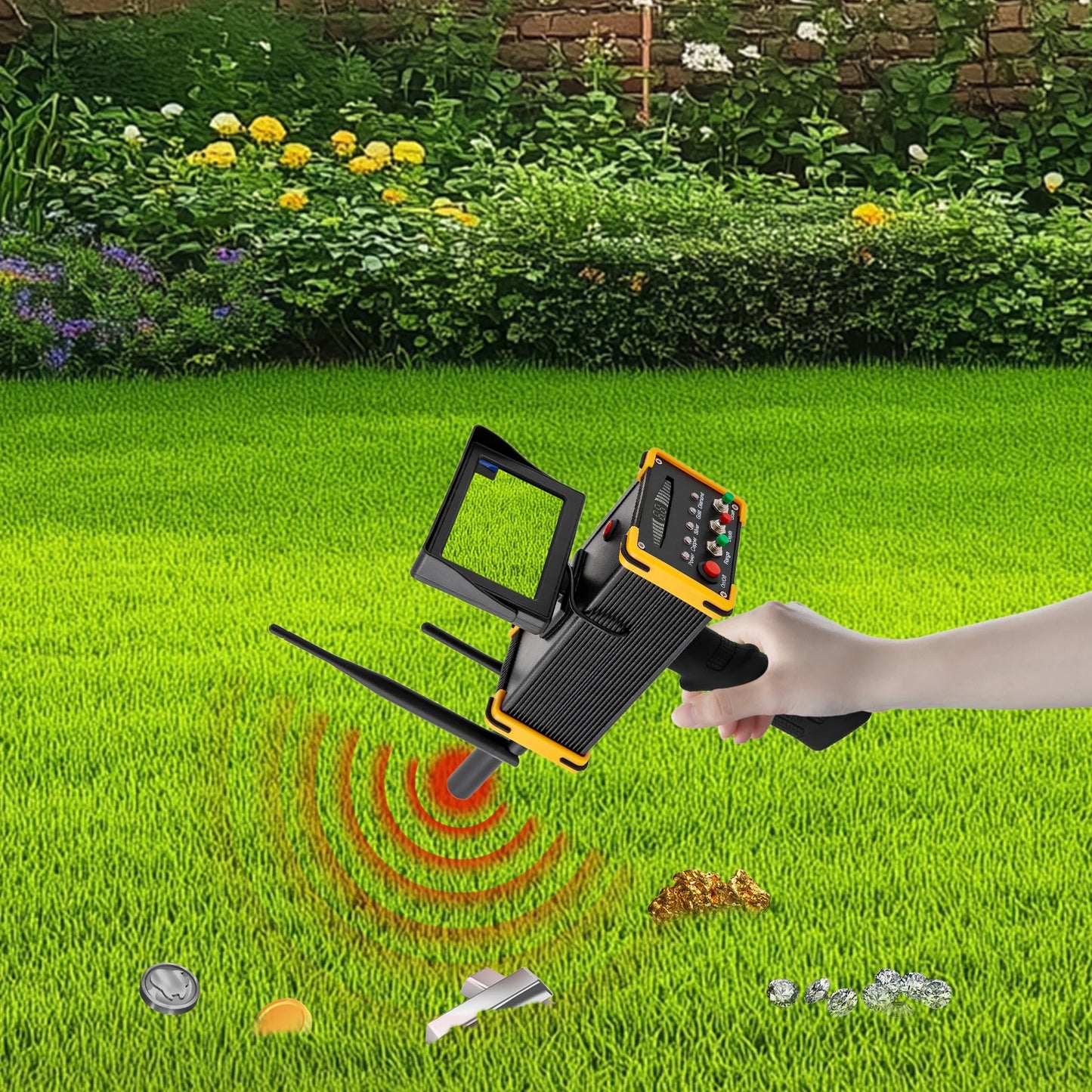 16m Depth 900m Range Metal,Gold Finder Undergrnd,W/ High Definition LCD Display,Auto Rotation Search