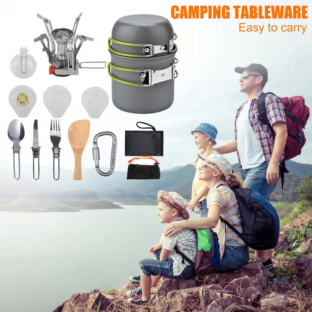 Portable Camping Cookware Stove Kit For Backpackers