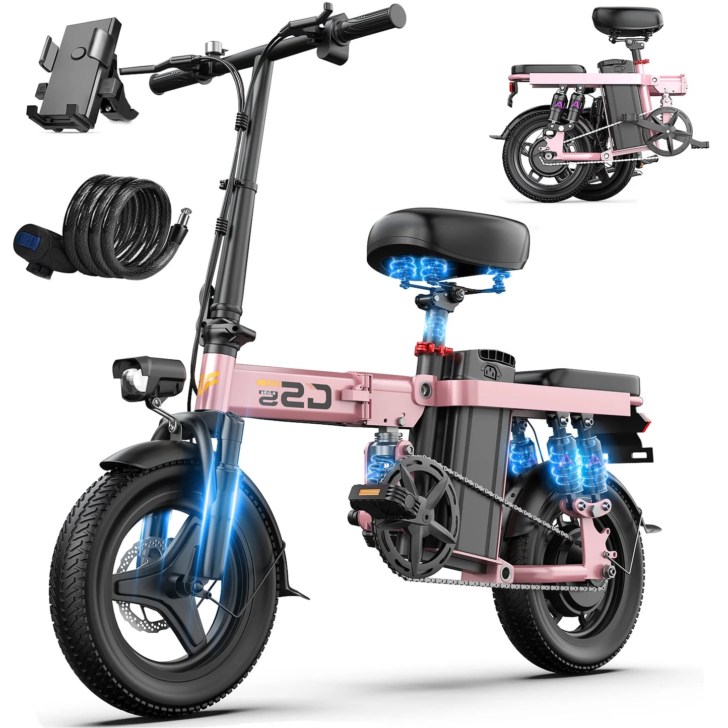 E-Bike for Adults Teen-Folding,750W Peak Motor,20+MPH 35 Miles,Commuter 48V 15AH Removable Battery
