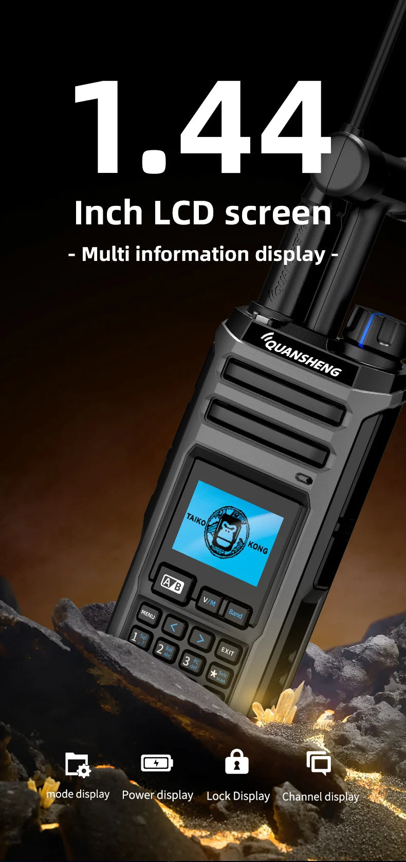 10W VHF/UHF Dual Band Radio 999CH CTCSS/DCS IP55 2500mAh Type-C NOAA Weather Alarm CE