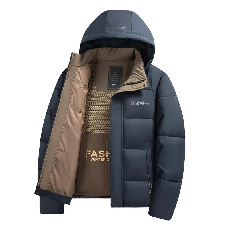 Graphene Warm Windproof Jacket Men Comfortable Thickened Outdoor Hooded Overcoat Male Casual