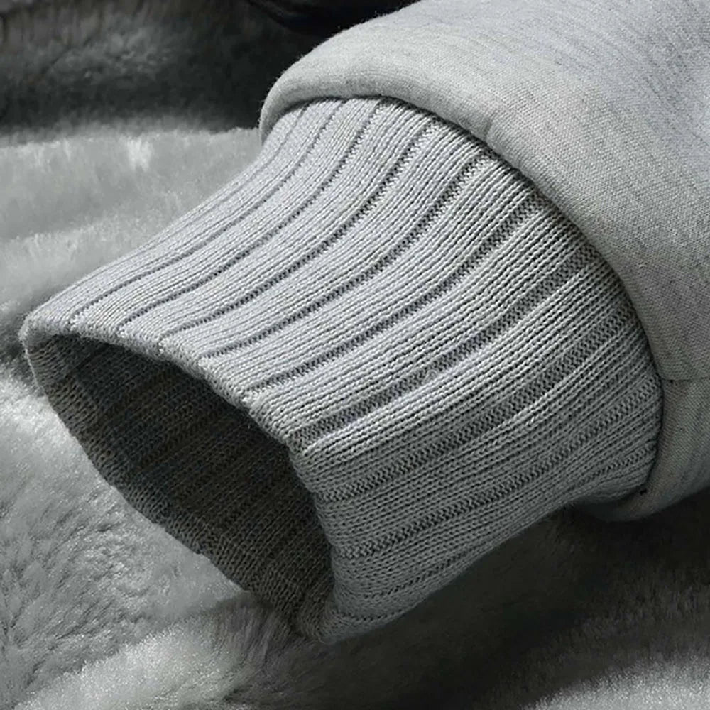 Winter Jacket Men Warm Thick Fleece Male Zipper Hooded  Outerwear Long Sleeves Sports Hoody