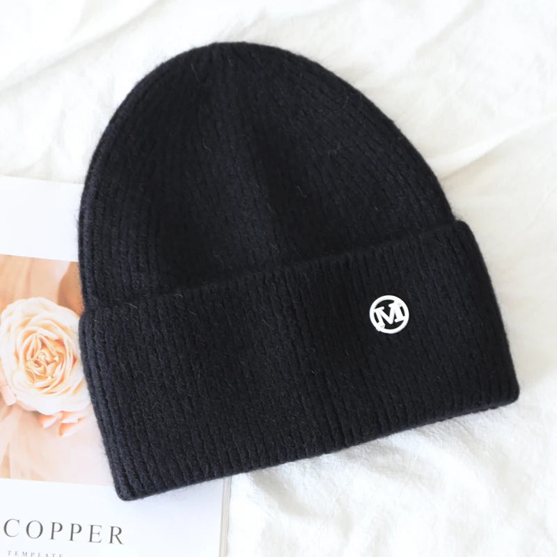 2024 Fluffy  Angora Hat Rabbit Fur Warm Winter Cashmere Wool Soft  Beanies Knitted Outdoor Female