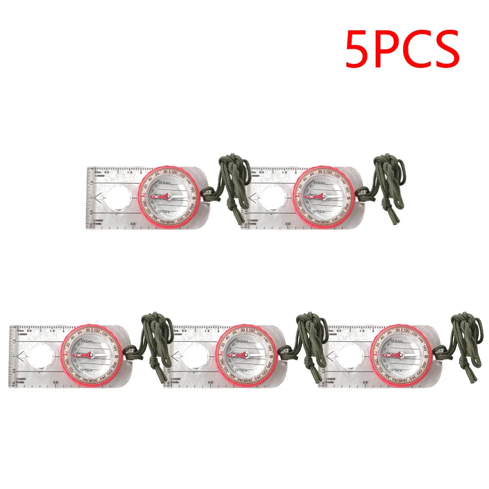 2-5PCS Luminous  Compass Shockproof Waterproof Travel Tools High Accuracy, Magnifier for Survival