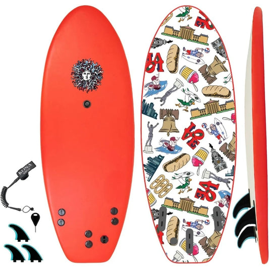 Surfboards Soft Board Foam Top Short Boogie Bodyboard Surfboard Includes Removable Fins and Leash