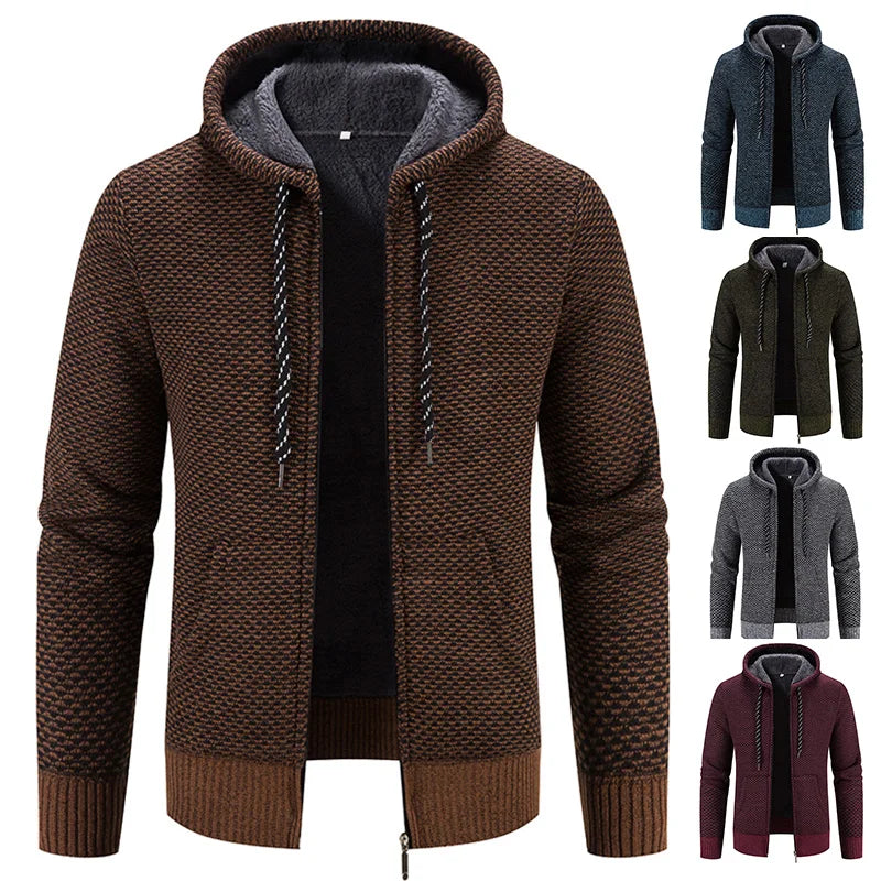 Male Knitted Casual Jackets, Hood Men's Sweater Coat Y2K Baseball Jumpers Jersey Top Clothing