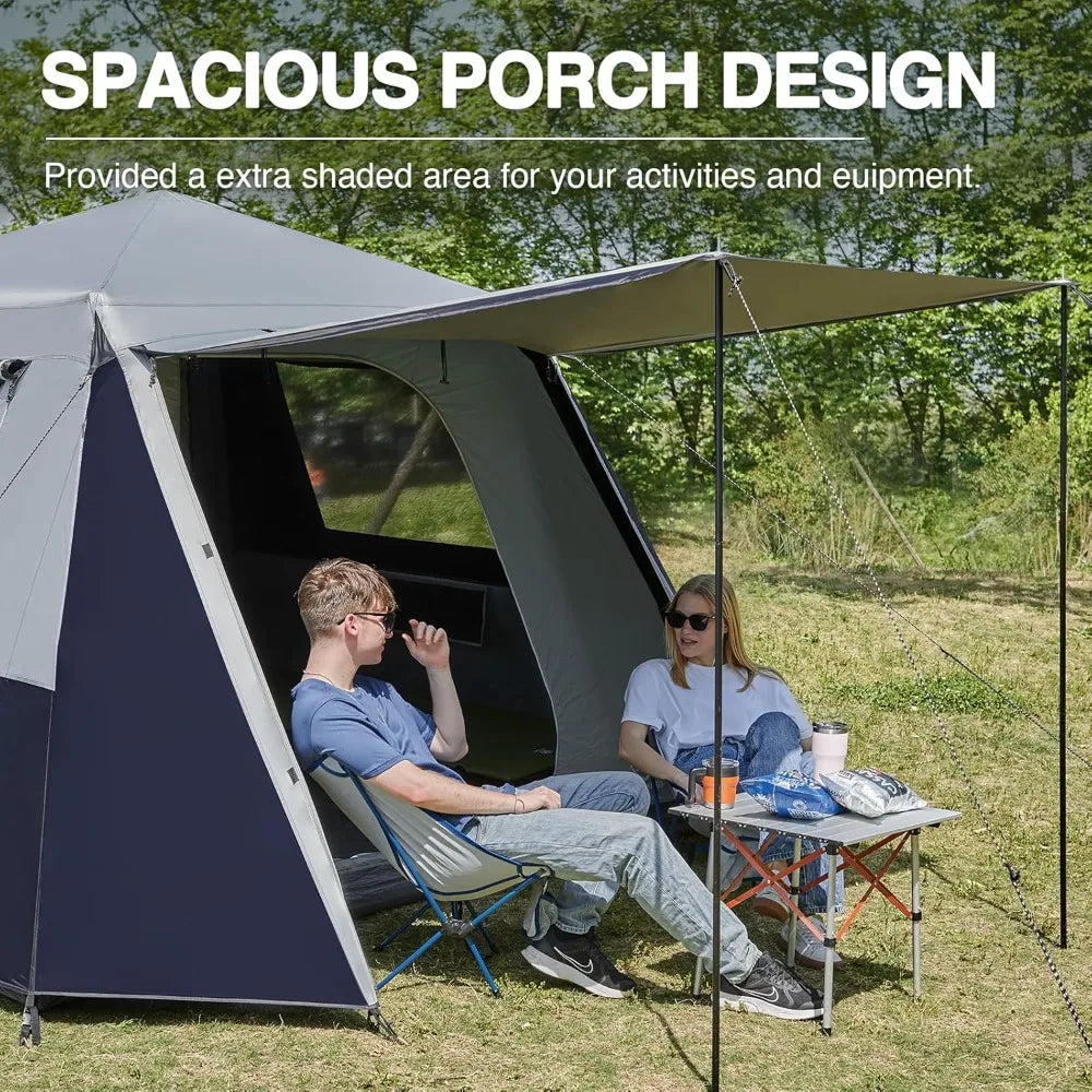 6 Person Camping Tent, Instant,with Vestibule, Large Mesh Windows, Double Layer, Water-Resistant