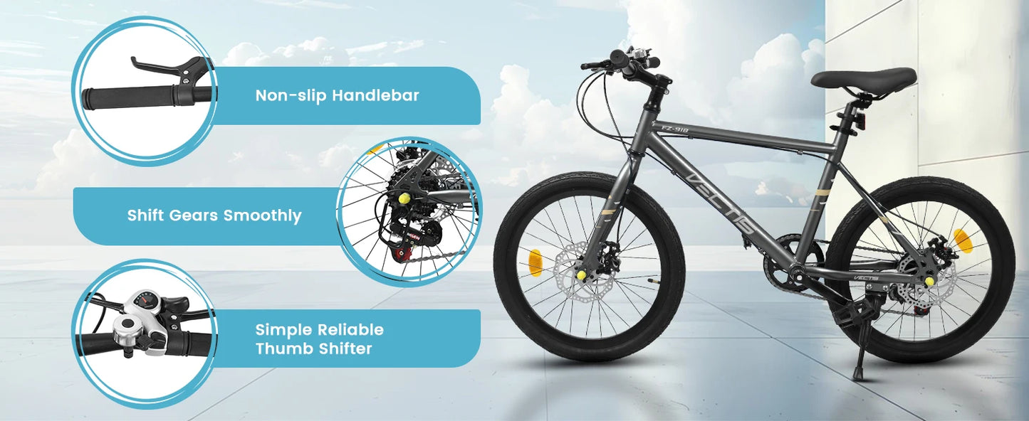20 Inch Kids Bike for Boys Girls, 7-Speed Children Road Bike Steel Frame,Dual Disc Brakes,Ages 6-12