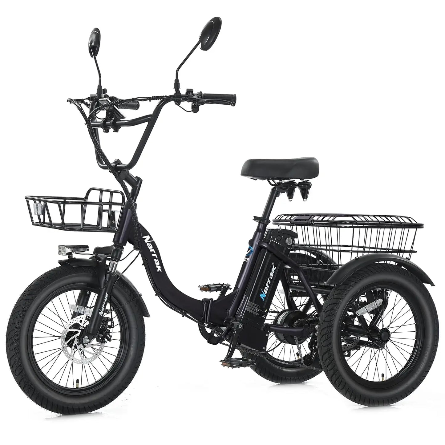 E-Tricycle, Adults,Fat Tire Folding ,3 Wheels E-Bikes, Peak 700W Step-Thru, Customized