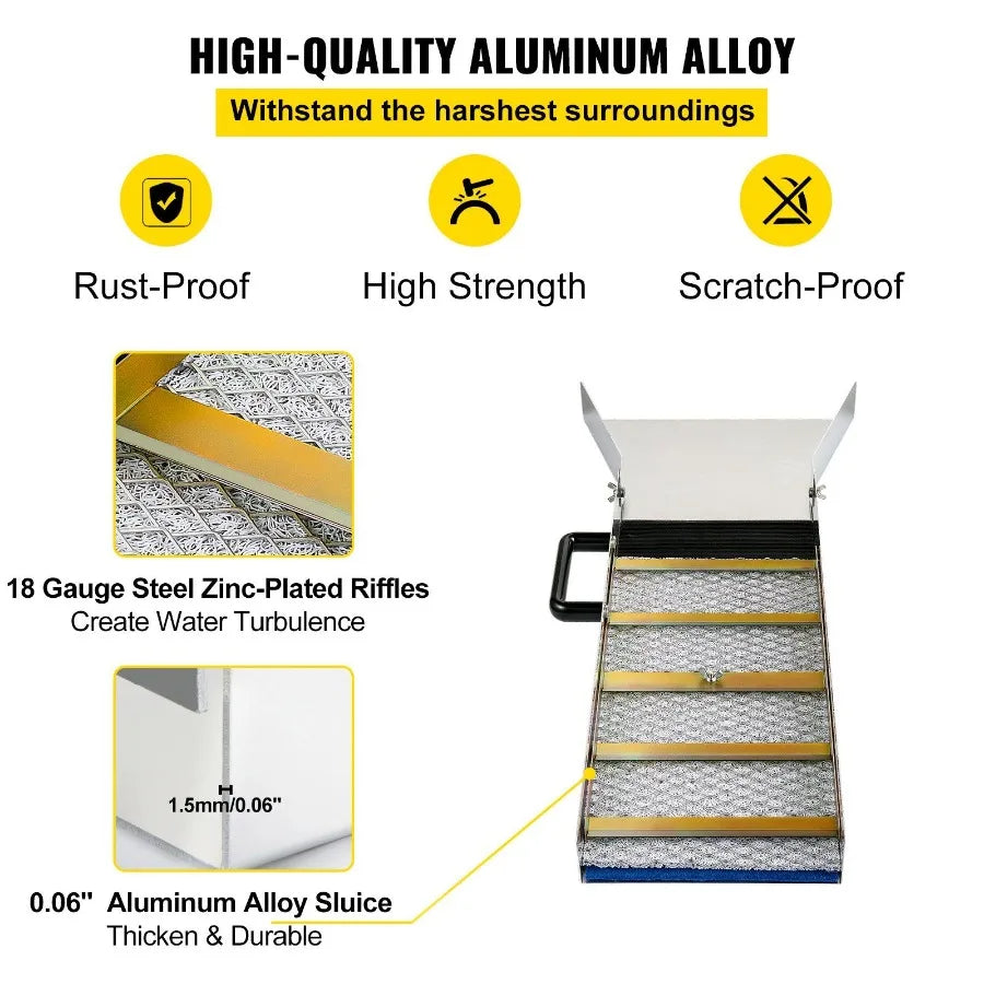 Aluminum Alloy Sluice Box Compact 30 Long Gold Lightweight Gold Sluice Equipment