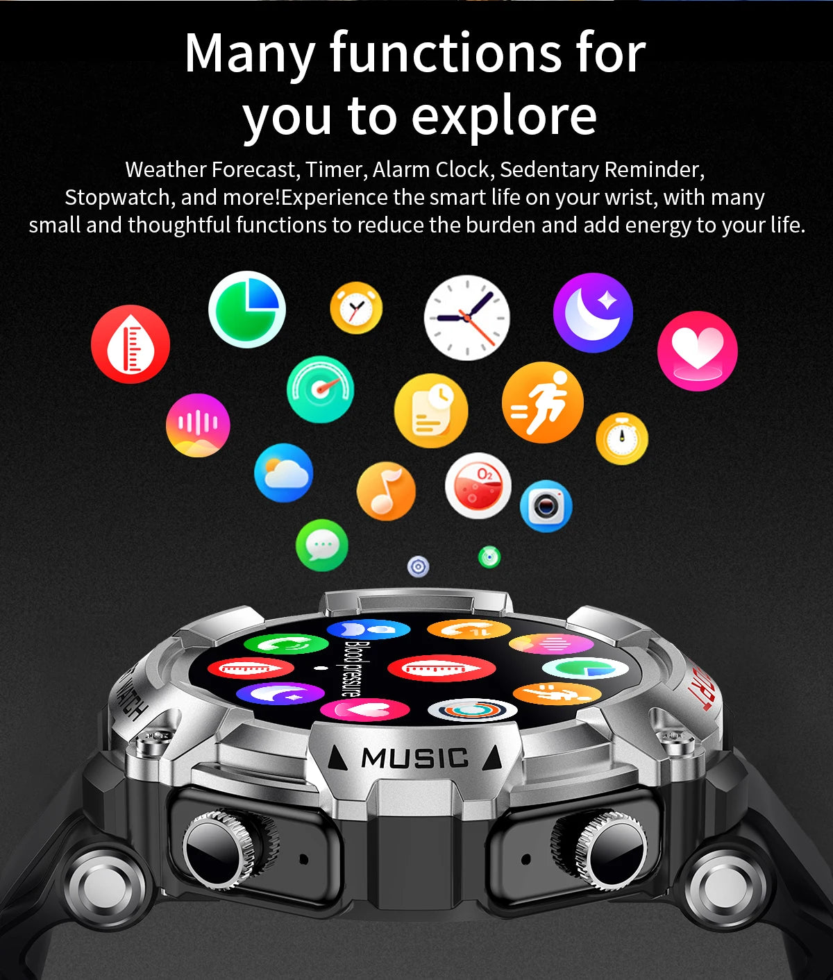Smart Watch AMOLED Display In-Ear Bluetooth Headset Heart Rate Blood P, Oxygen Sat. Monitoring HD