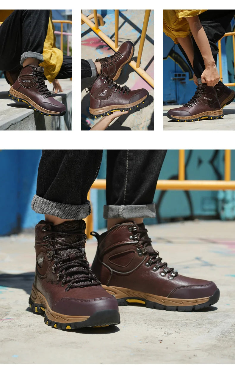 Waterproof Leather Indestructible Men Work Safety Boots Outdoor Anti-smash Anti-puncture Male