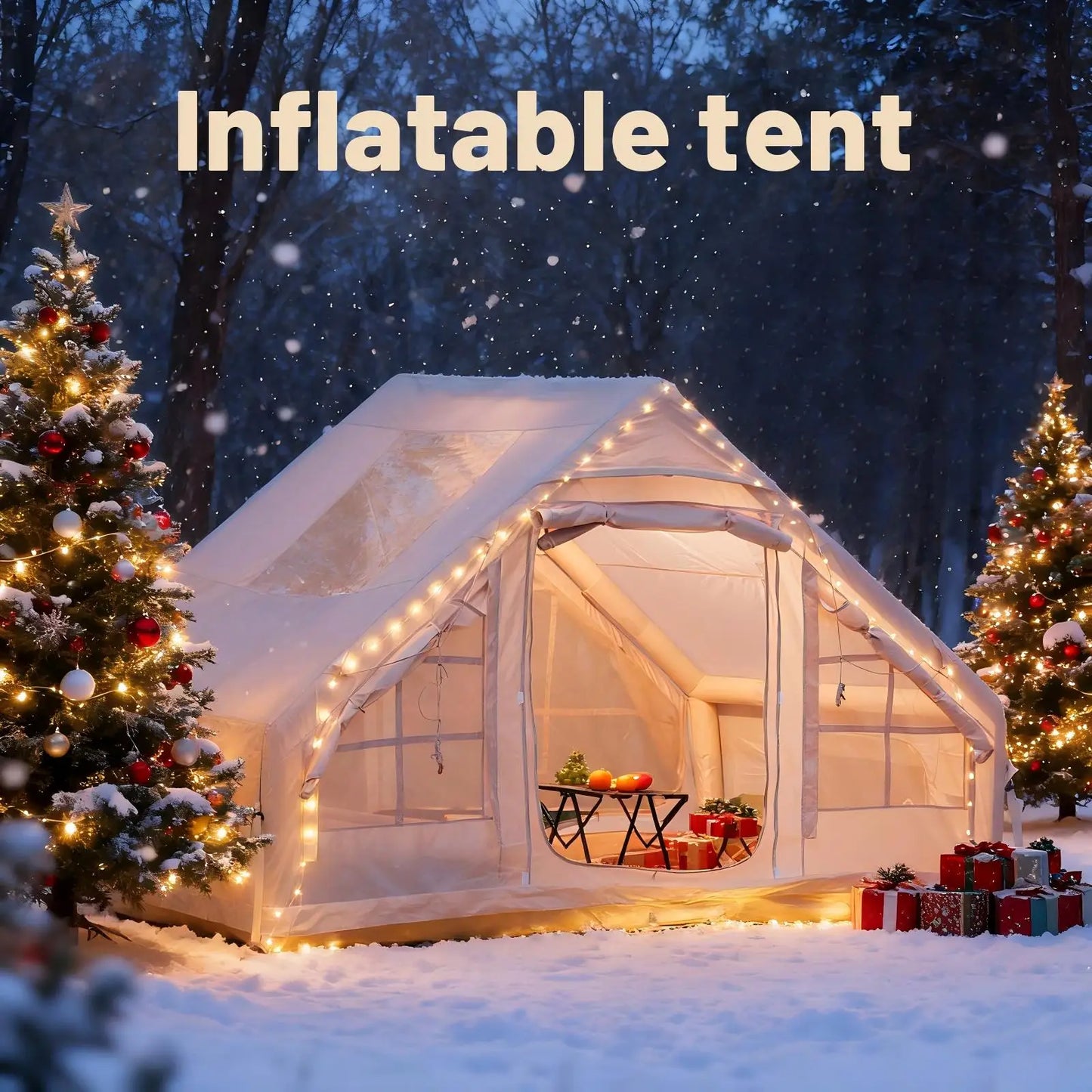 4-8 Person Inflatable Camping Tent - Quick-Setup Air Frame, 4-Season Waterproof Shelter, Stove Jack
