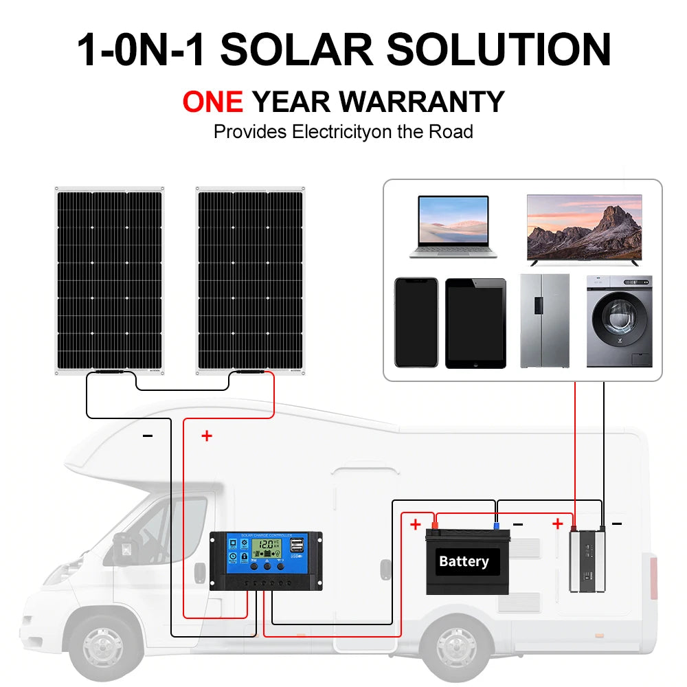 18V 100W/200W/400W Flexible Solar Panels Waterproof Monocrystalline S Camping RV Home Charge 12V