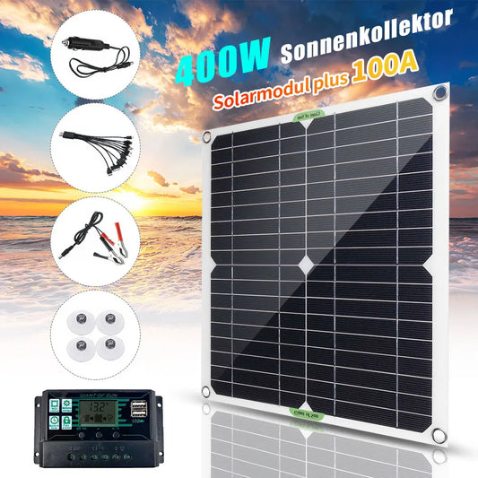 400W High-Efficiency Flexible Solar Panel 12V Solar Panel Battery Charging ControllerInverterHome