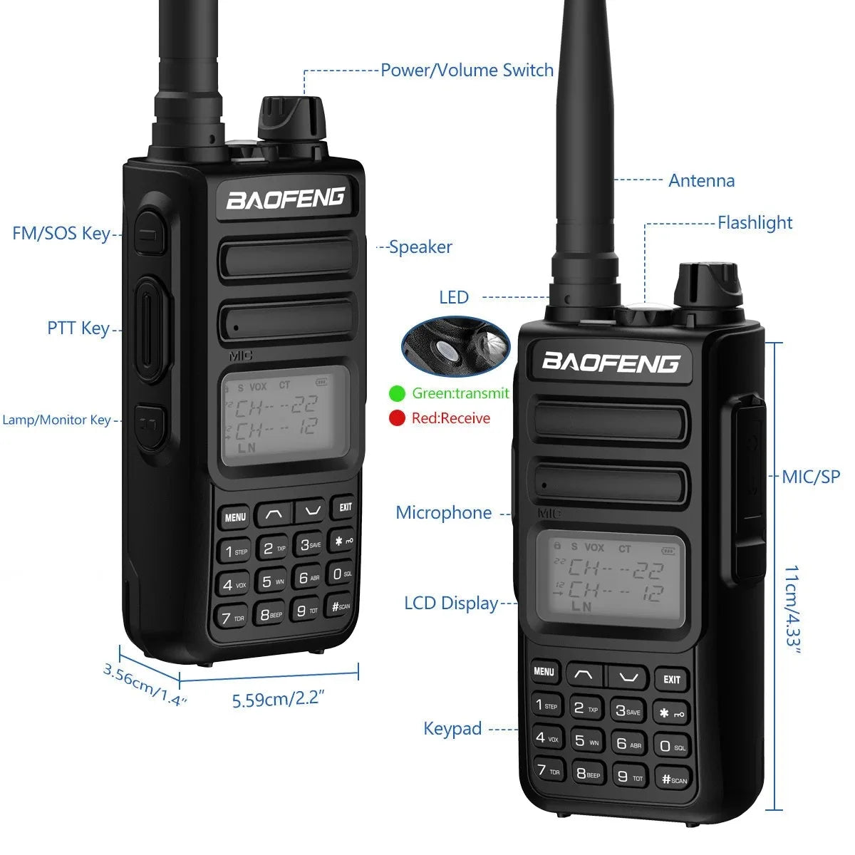 TH 15S Ham Handheld Radio 5w Uhf Vhf Two Way Radio Long Range Handheld Dual Band Walkie Talkie