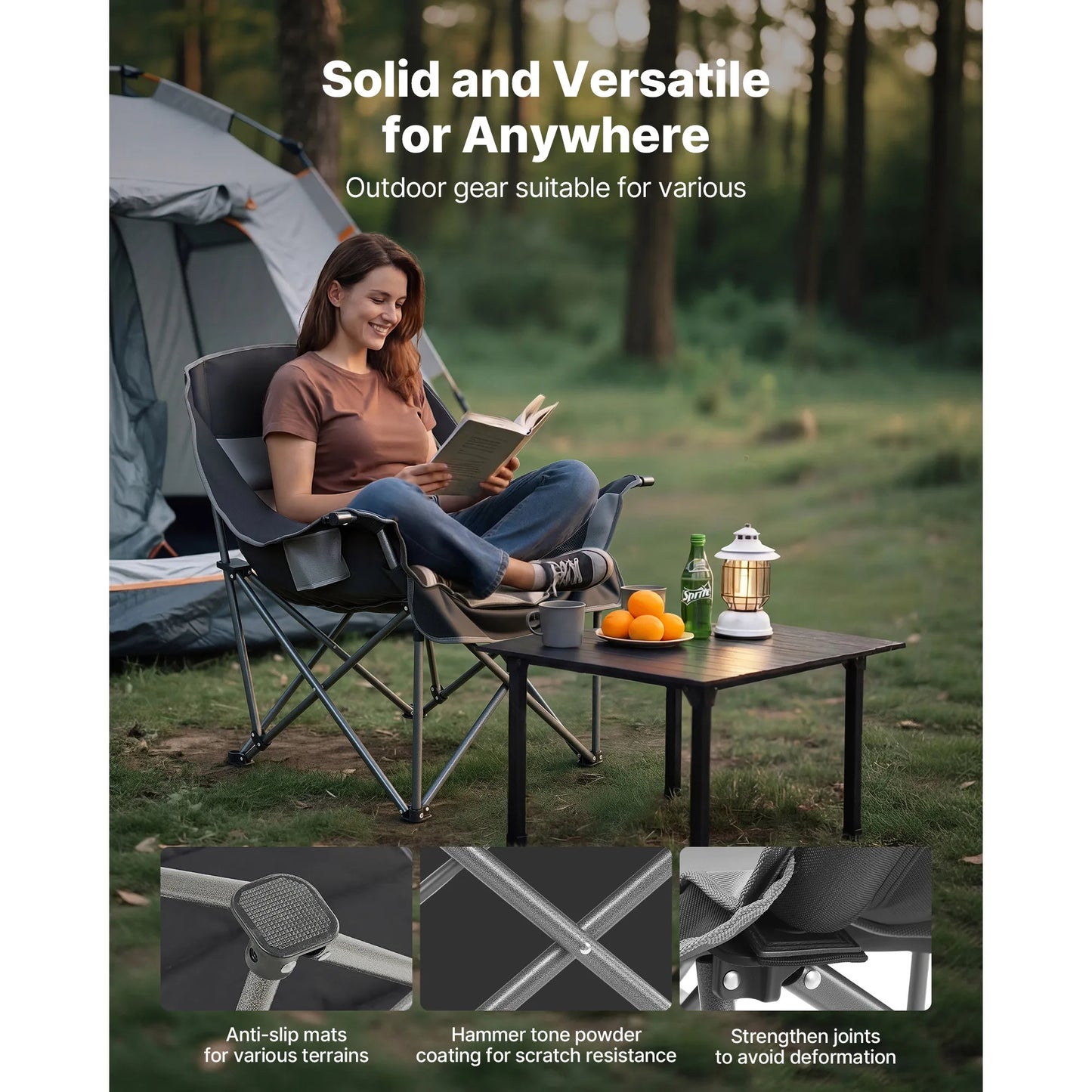 Lg.Camping Chairs 450lbs Heavy Duty Portable Padded Folding Camp Chairs w/Carry Bag