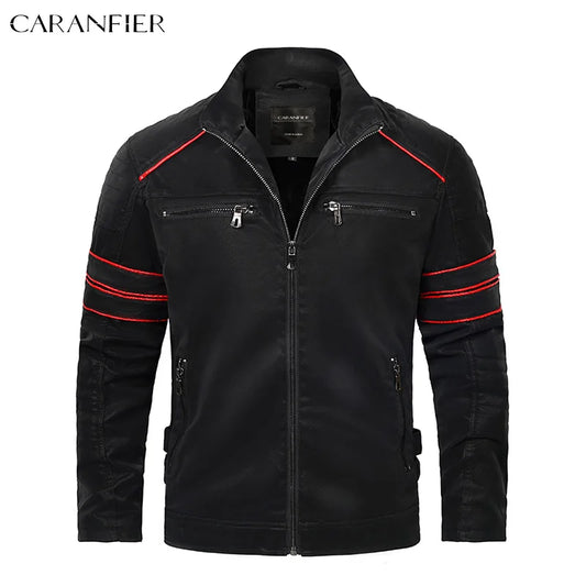 Mens Leahter Jacket Men Washed Retro Velour Motorcycle Biker Coat Autumn Winter Outerwear