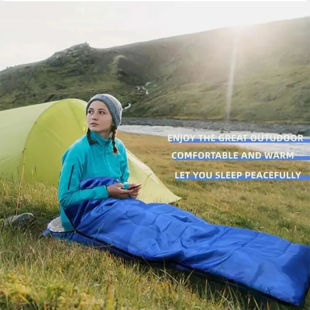 4Season Outdoor Camping Emergency Sleeping Bag WaterproofHooded Sleeping Bag Travel Gear Rest Cover