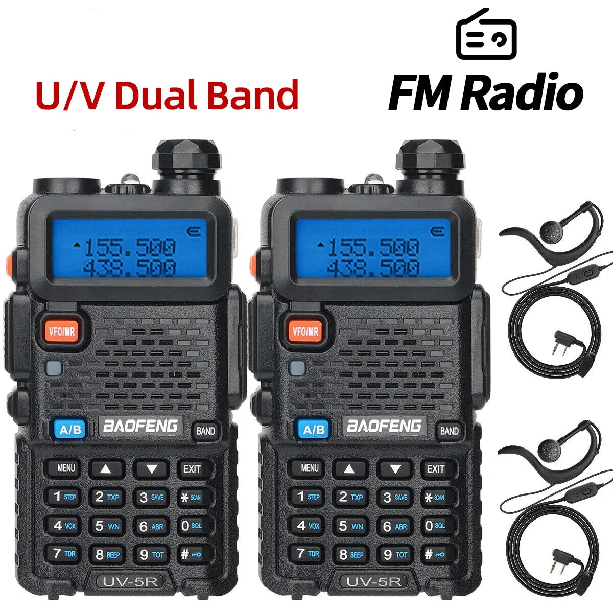 2PCS UV-5R Walkie Talkie Dual Band VHF UHF TwowAYLong Range 128CH VOX Transceiver UV5R UV 5R Ham Radio