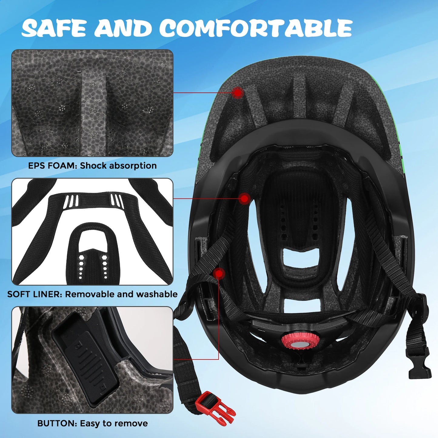 Kids Bicycle Helmet,Sports, Full Face Helmet, Roller Skating Helmet Guard for Cycling Scooter
