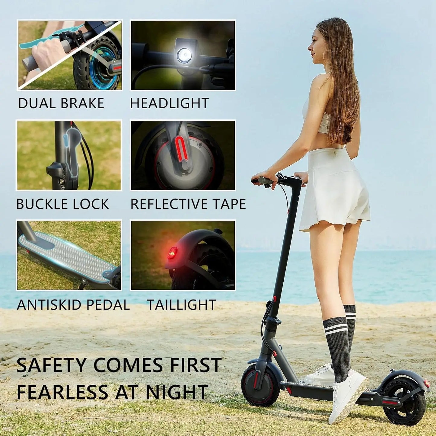 E-Scooter 36V 10.5AH High Capacity Battery 21Miles Long Range 19Mph 350 Motor 8.5Inch Tyres Foldable