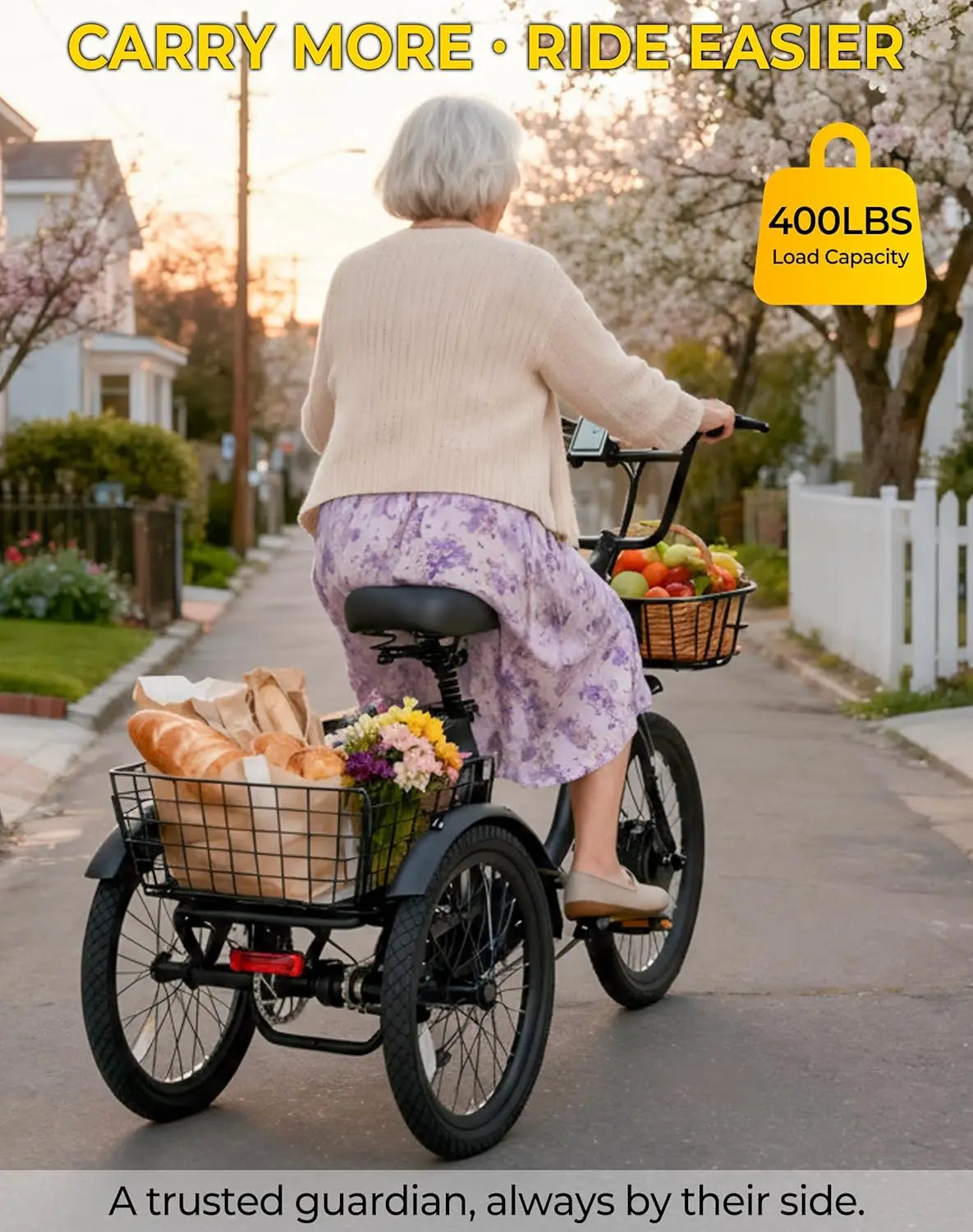 Electric Trike, 500W(Peak 1000W) Electric Tricycle for Adults, 20" Folding 3-Wheel Electric Bicycle, Step-Thru E, Customized