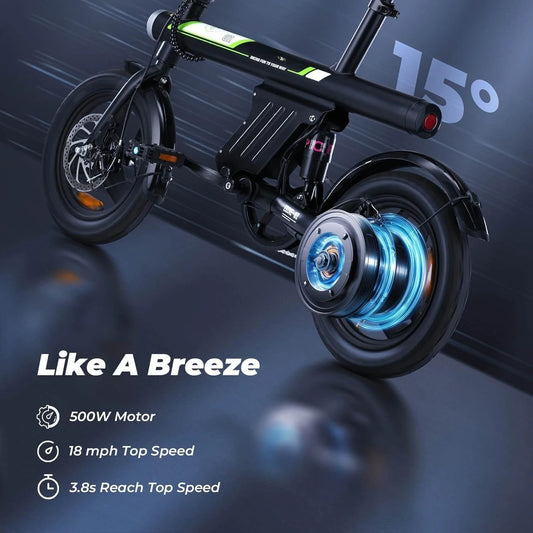 Electric Bike for Adult 500W Motor, 20 mph Folding Ebike, 14"/16"/20" with Smart Uphill