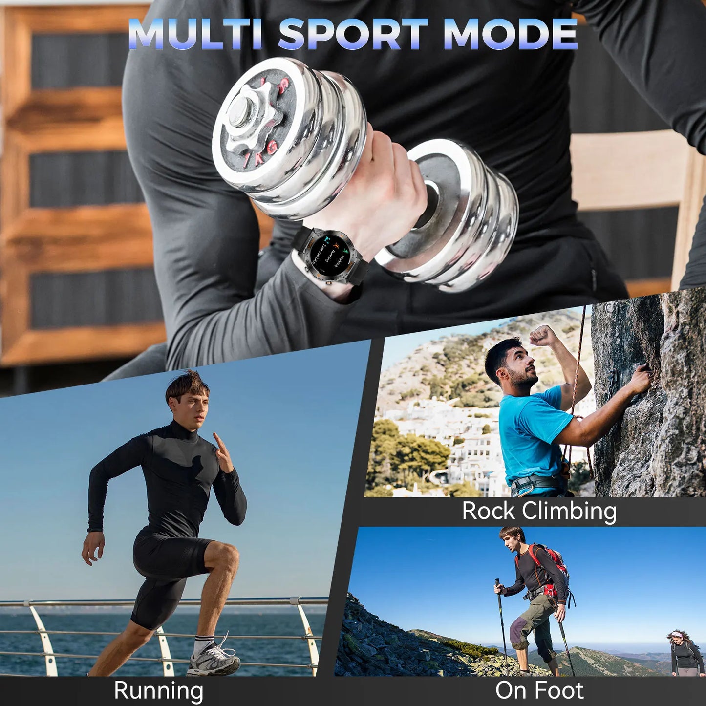 LaNikar Military Smart Watch,Men Fitness Tactical Multiple Sports Modes Heart RateSpO2 Sleep Tracker