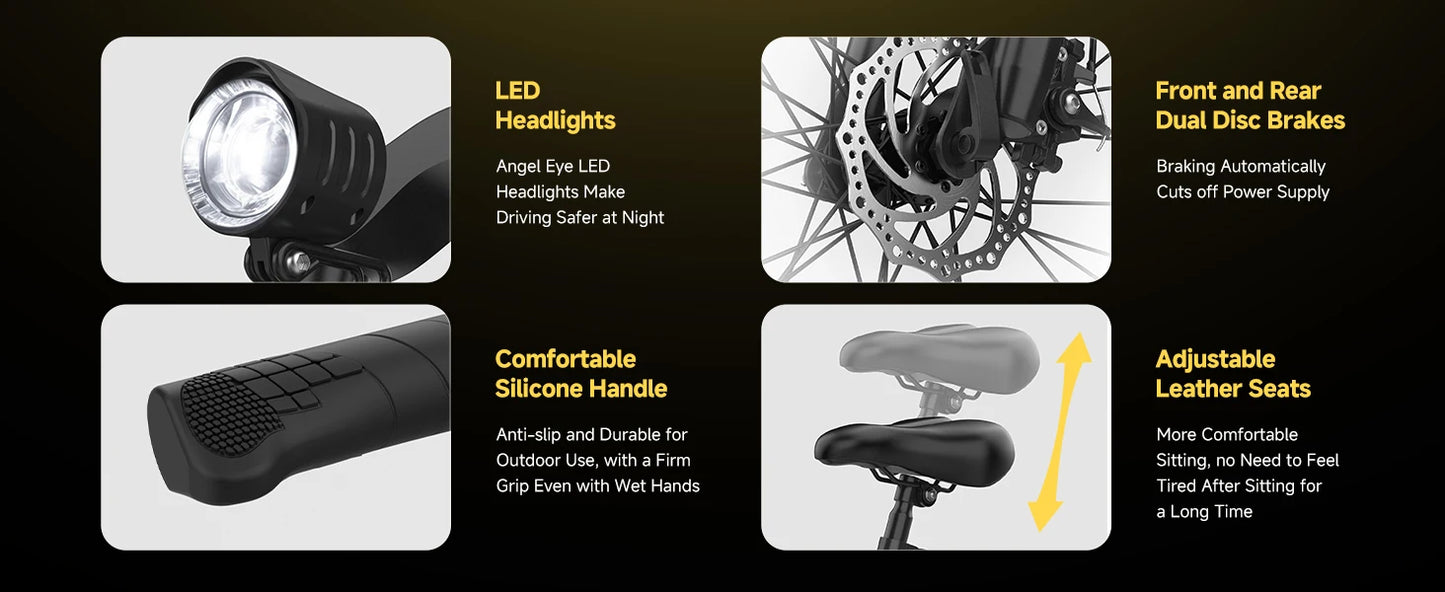 26'' E-Bike, Adults,750W Peak Motor Mountain,22MPH, upto45 Miles,7-Speed,Removable Battery