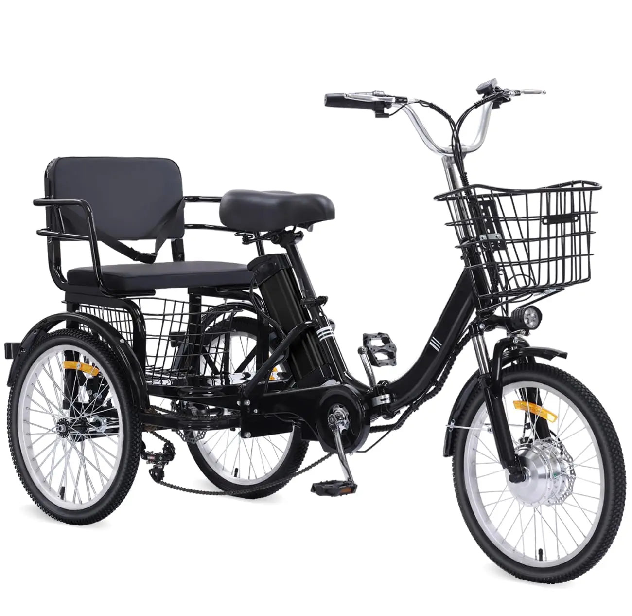 Two Seater E-Tricycle, Adults 48V-13Ah Folding,Motorized Trike w/Passenger seat, Customized