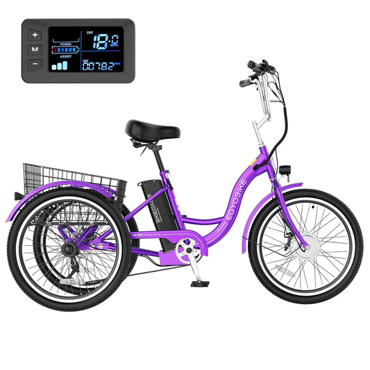 E-Tricycle, Adults 350W/500W, Up to 40/60 Miles, 20/24/26 Inches 7 Speeds