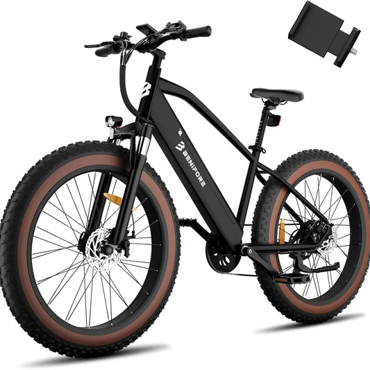 C26 Electric Bike Adult 1500W Peak, 28 MPH15AH 72 Miles, 26Fat Tire, Hydraulic Suspension