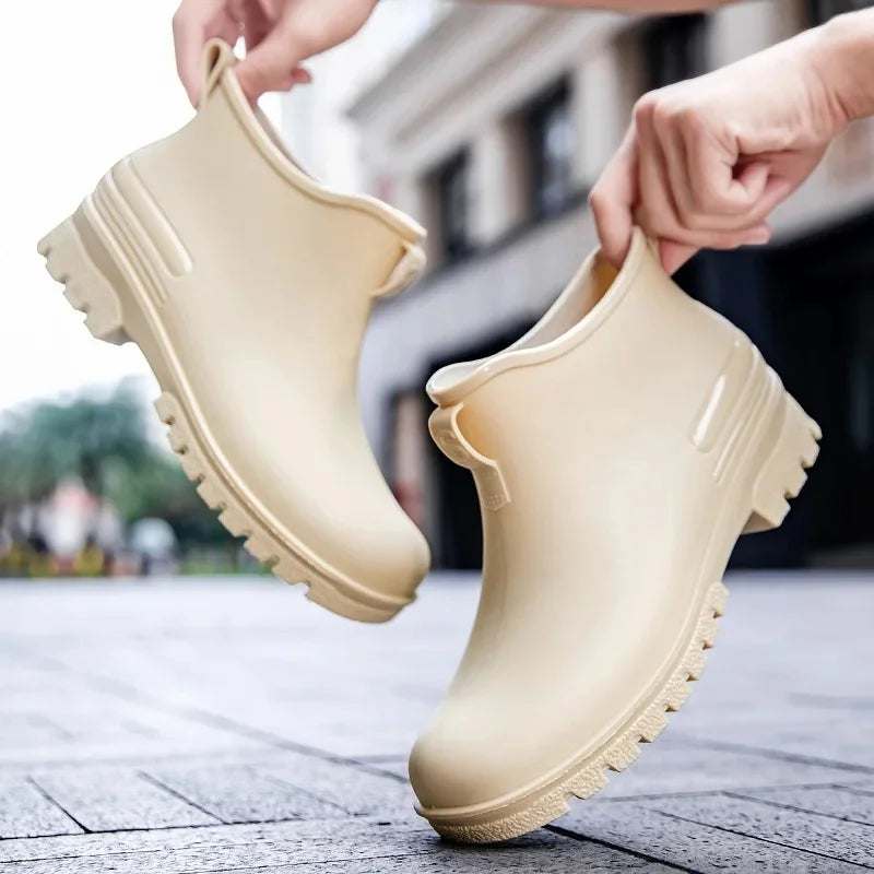 Thickened Style Outdoor Waterproof Non-Slip Portable Rain Boots Short Tube Ladies/MAN Rain Shoes