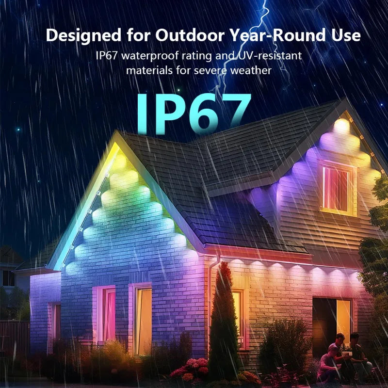 Smart Bluetooth Permanent Outdoor Music Sync Light IP67 Waterproof Voice Control Holiday Party