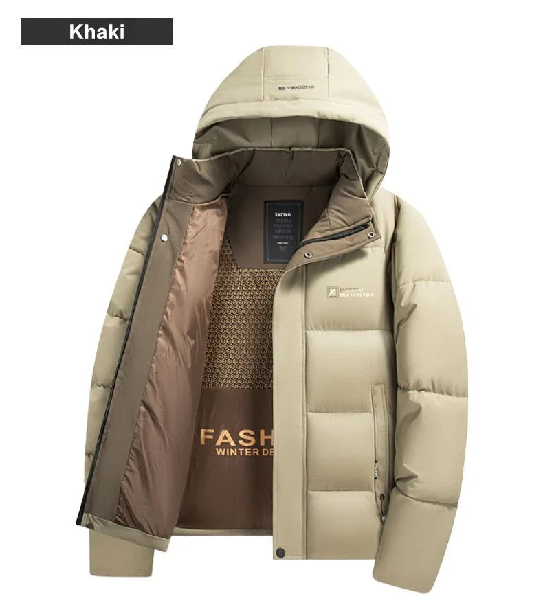 Graphene Warm Windproof Jacket Men Comfortable Thickened Outdoor Hooded Overcoat Male Casual