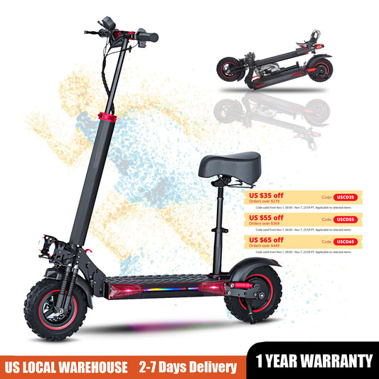1200/800W Off-road Electric Scooter with Seat, 1-year Quality Guarantee Foldable Commuting E-scooter